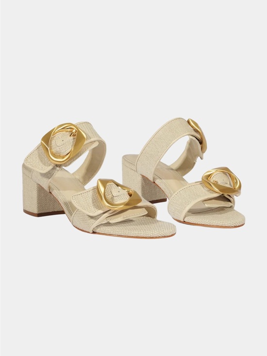 Schutz Shoes - Schutz Olga Sandal Oyster Block Heel Raffia
